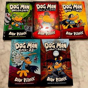 Set of 5 Hardcover Dog Man Books by Dav Pilkey